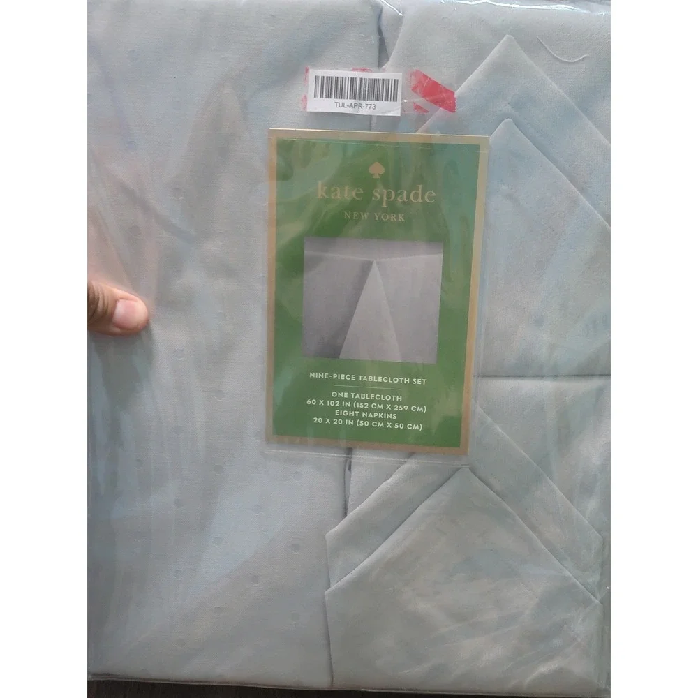 Kate Spade New York Larabee Dot 9pc Tablecloth and Napkin Set Light Blue 60x102